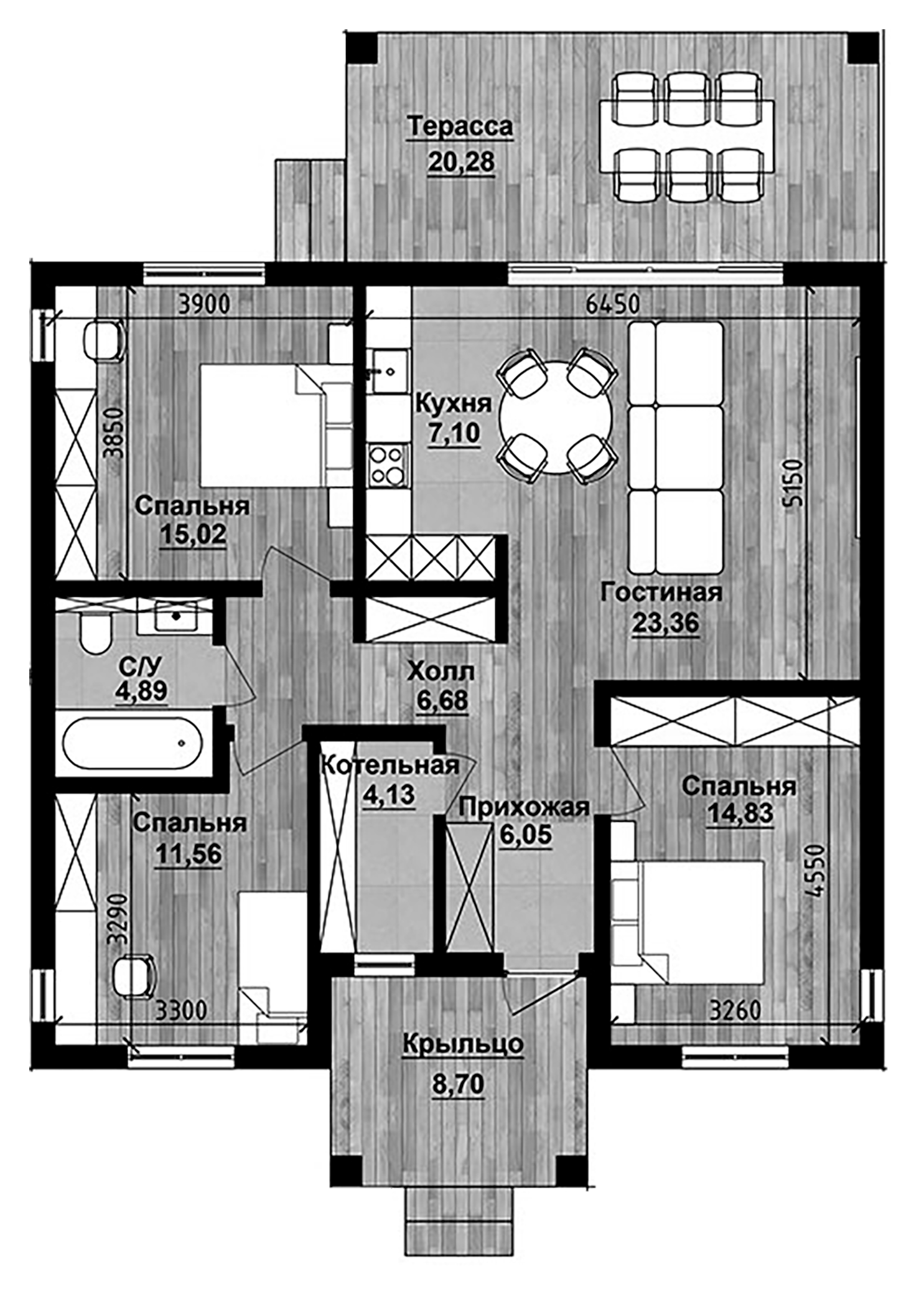Планировка 101.72 м²