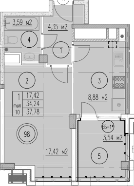 Планировка 34.24 м²