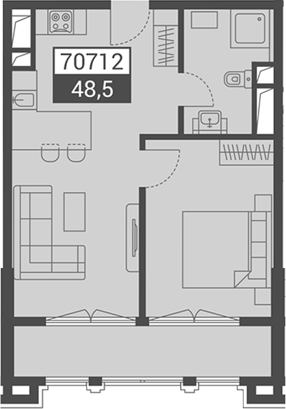 Планировка 48.5 м²