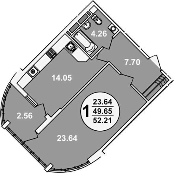 1-комн. · 49.65 м²
