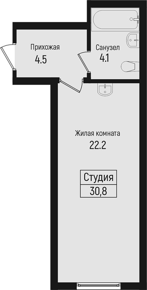 Планировка 30.8 м²