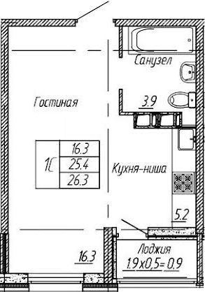 Планировка 25.4 м²