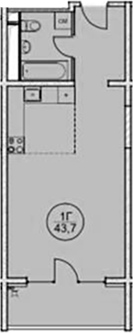 Планировка 43.7 м²