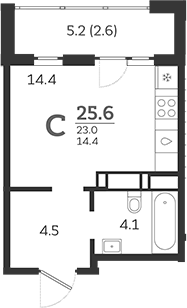 Студия · 23 м²
