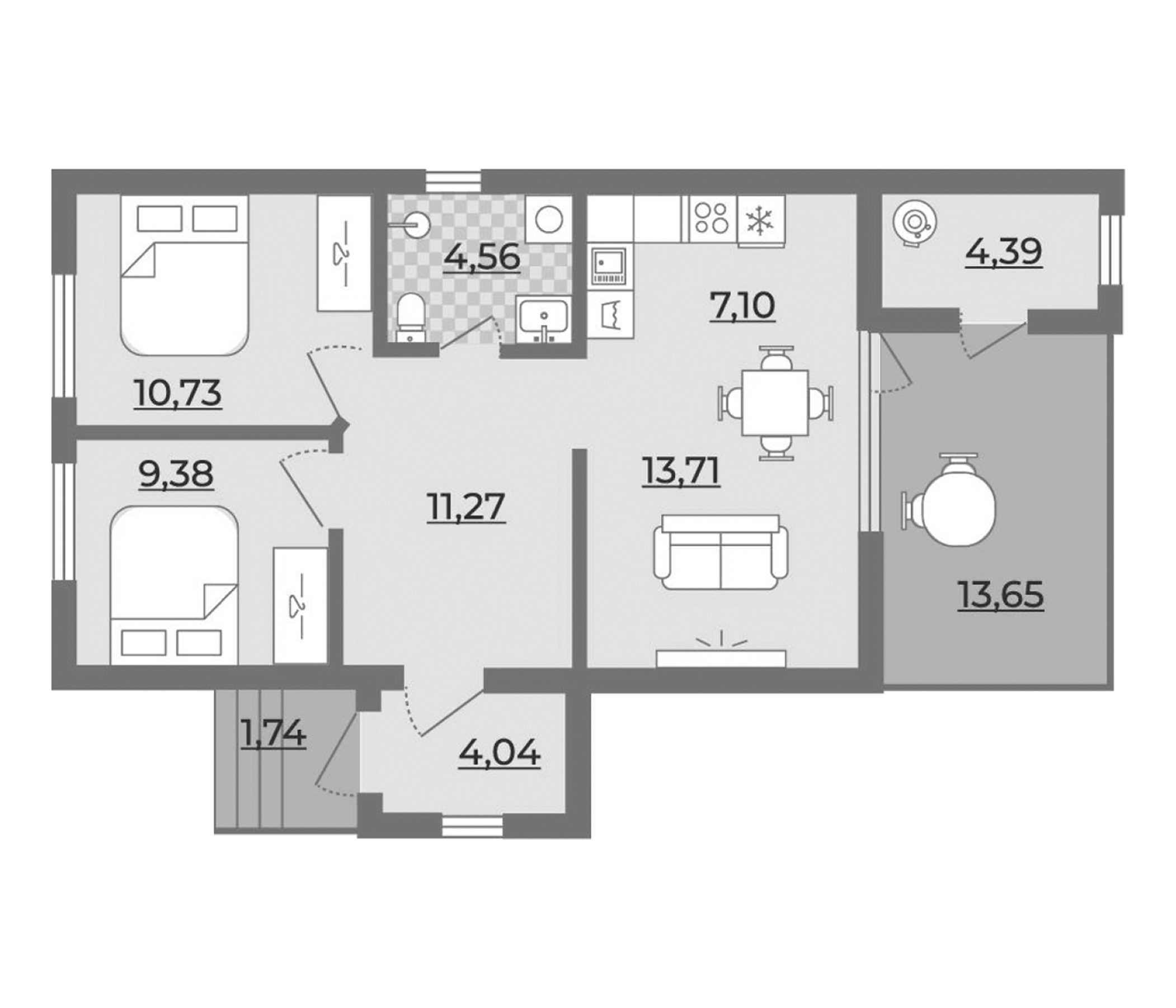 Планировка 73.26 м²