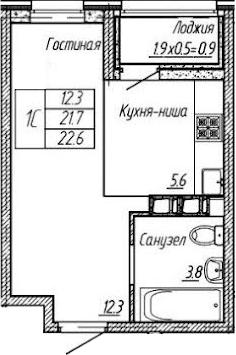 Студия · 21.7 м²