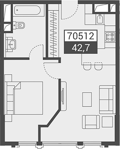 Планировка 42.7 м²