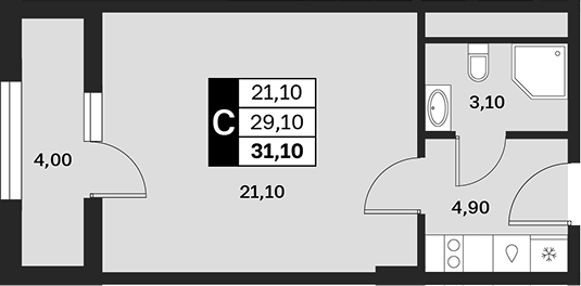 Планировка 29.1 м²