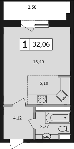 Продается 1-комн. квартира, 29.48 м²