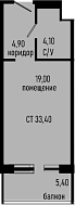 Студия, 28 м²