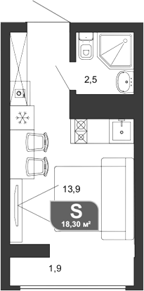 Студия · 16.4 м²