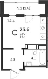 Студия · 23 м²