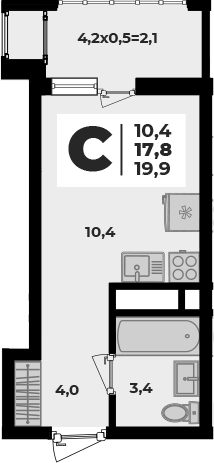 Студия · 17.8 м²