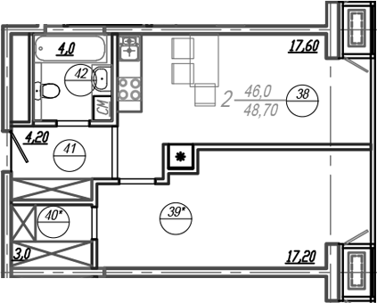 Планировка 47 м²