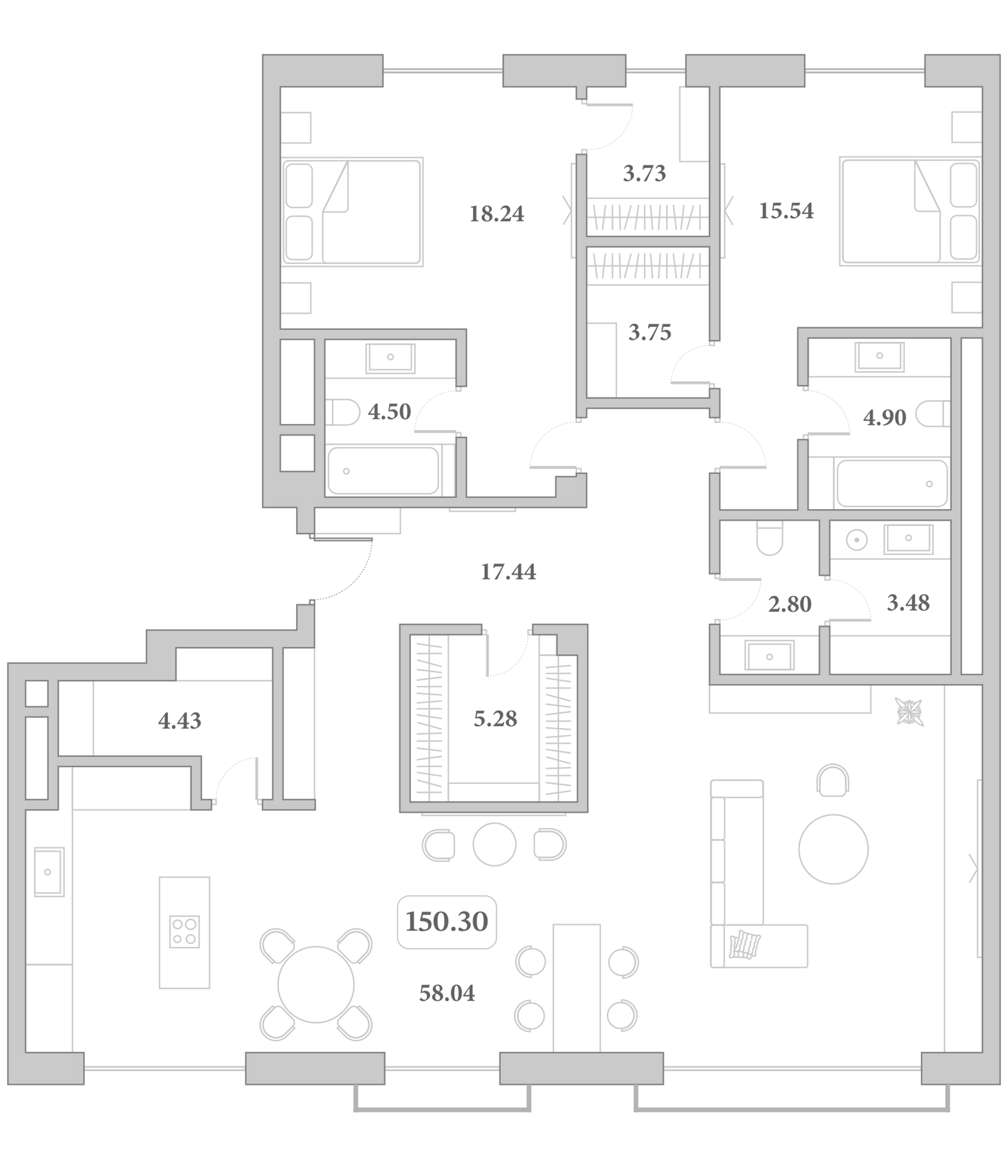 Продается 3-комн. квартира, 142.13 м²