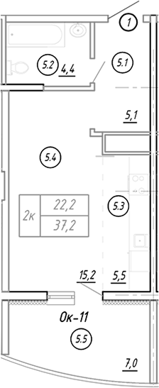 Планировка 26.6 м²