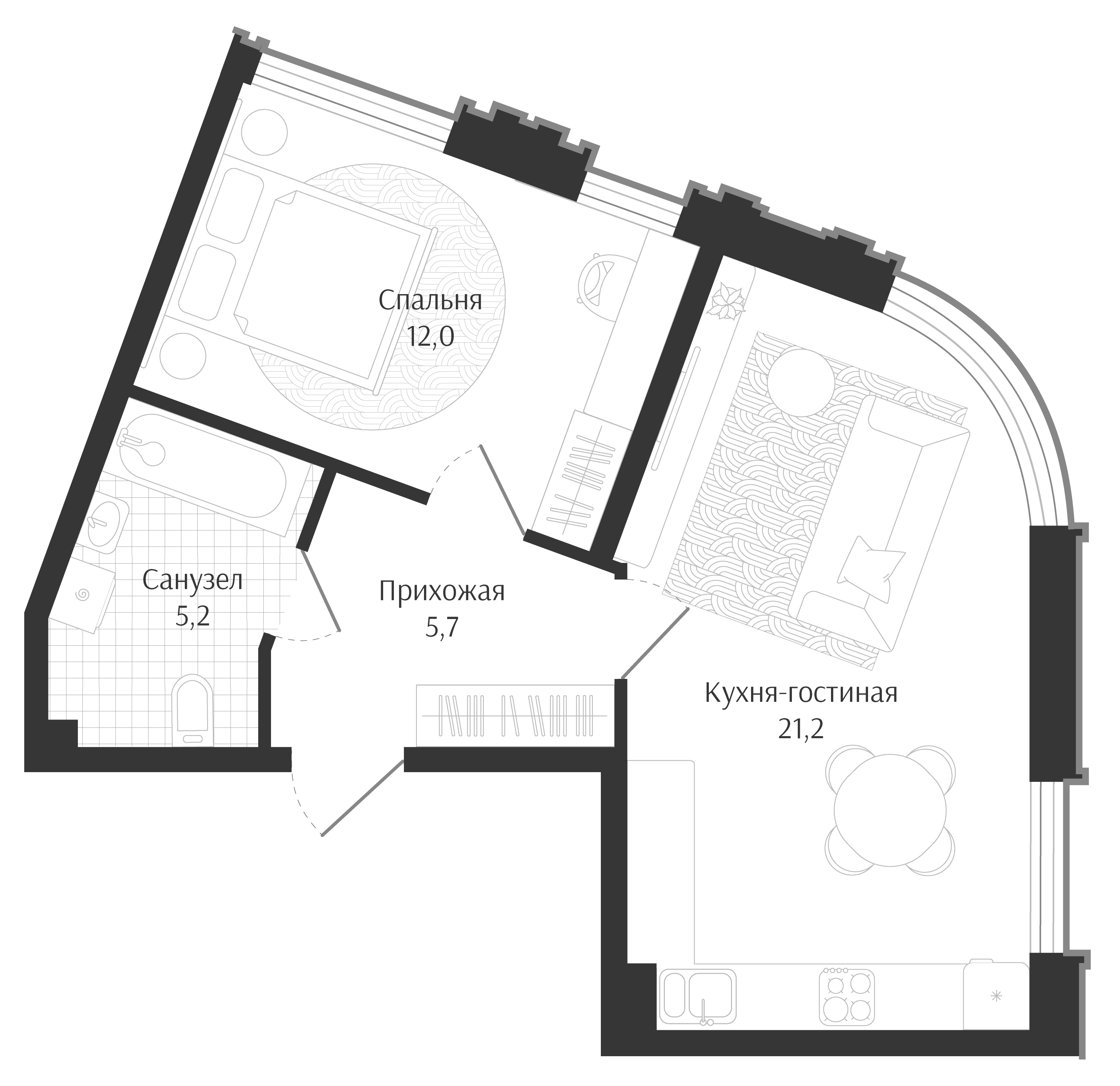 Планировка 44.1 м²