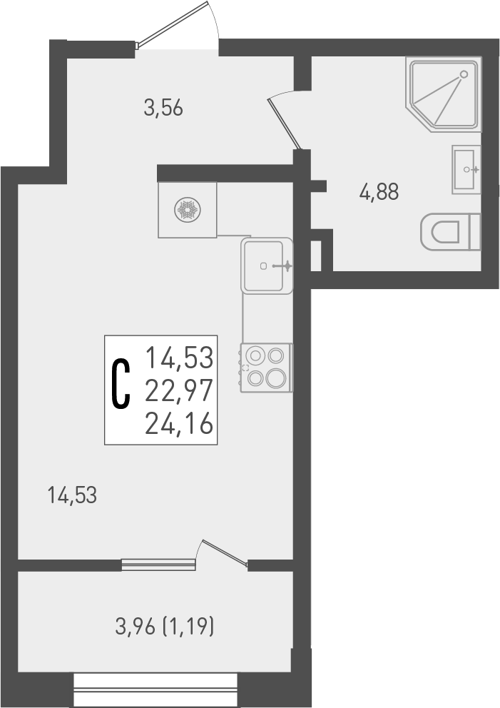 Планировка 22.97 м²