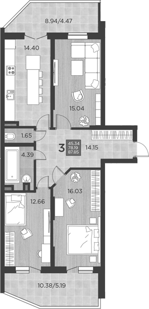 Планировка 78.19 м²