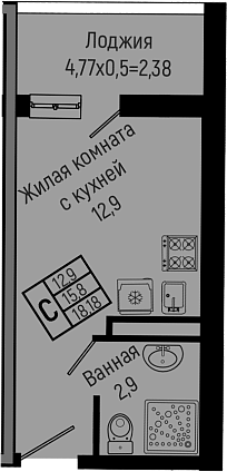 Планировка 15.8 м²