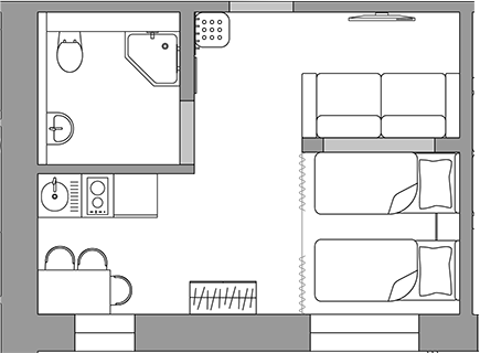 Планировка 23.4 м²