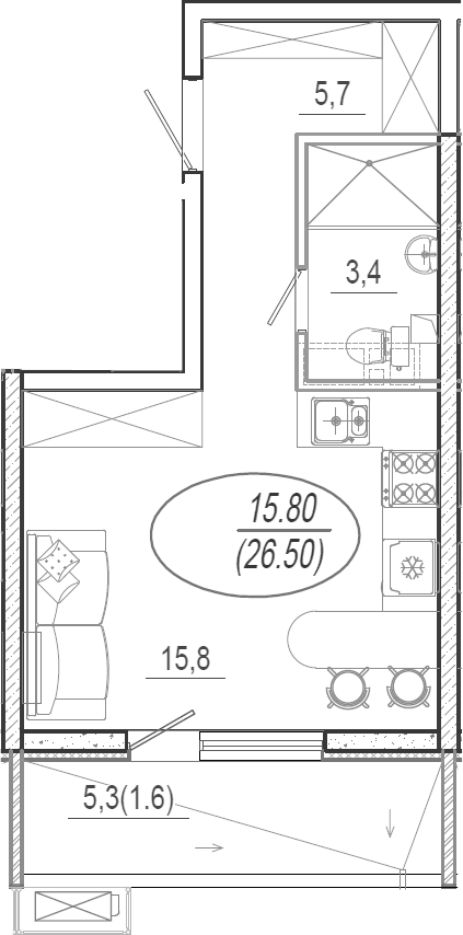 Планировка 24.9 м²