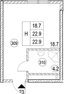 Планировка 22.9 м²