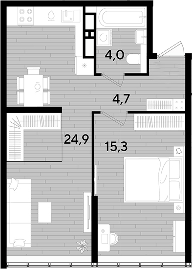 Продается 1-комн. квартира, 48.9 м²