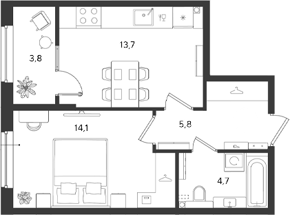 Планировка 38.3 м²