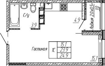 Планировка 23.9 м²