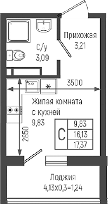 Планировка 16.13 м²