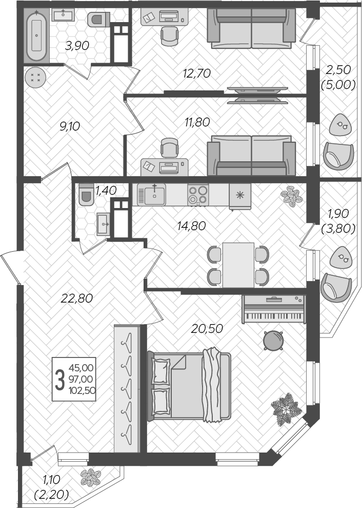 Продается 3-комн. квартира, 99 м²
