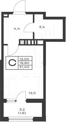 Планировка 19.8 м²