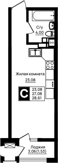 Планировка 27.08 м²