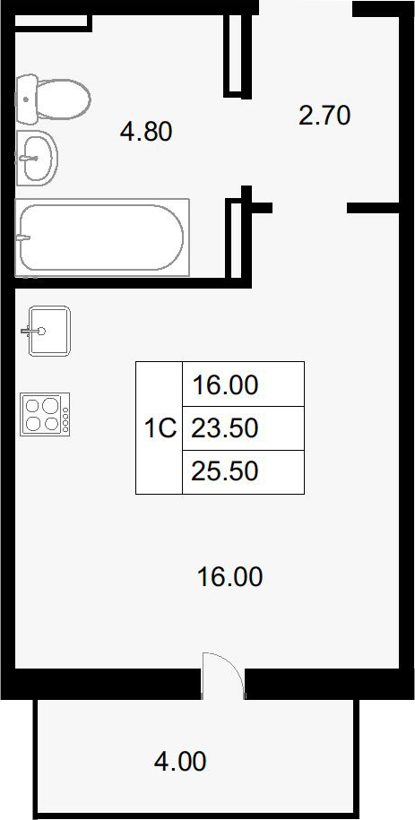 Студия · 23.5 м²