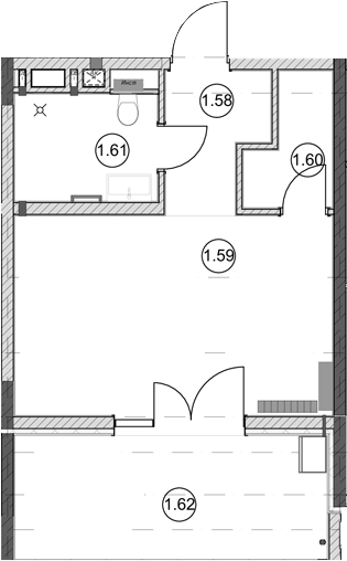 Студия · 28.6 м²