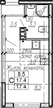 Планировка 17.4 м²