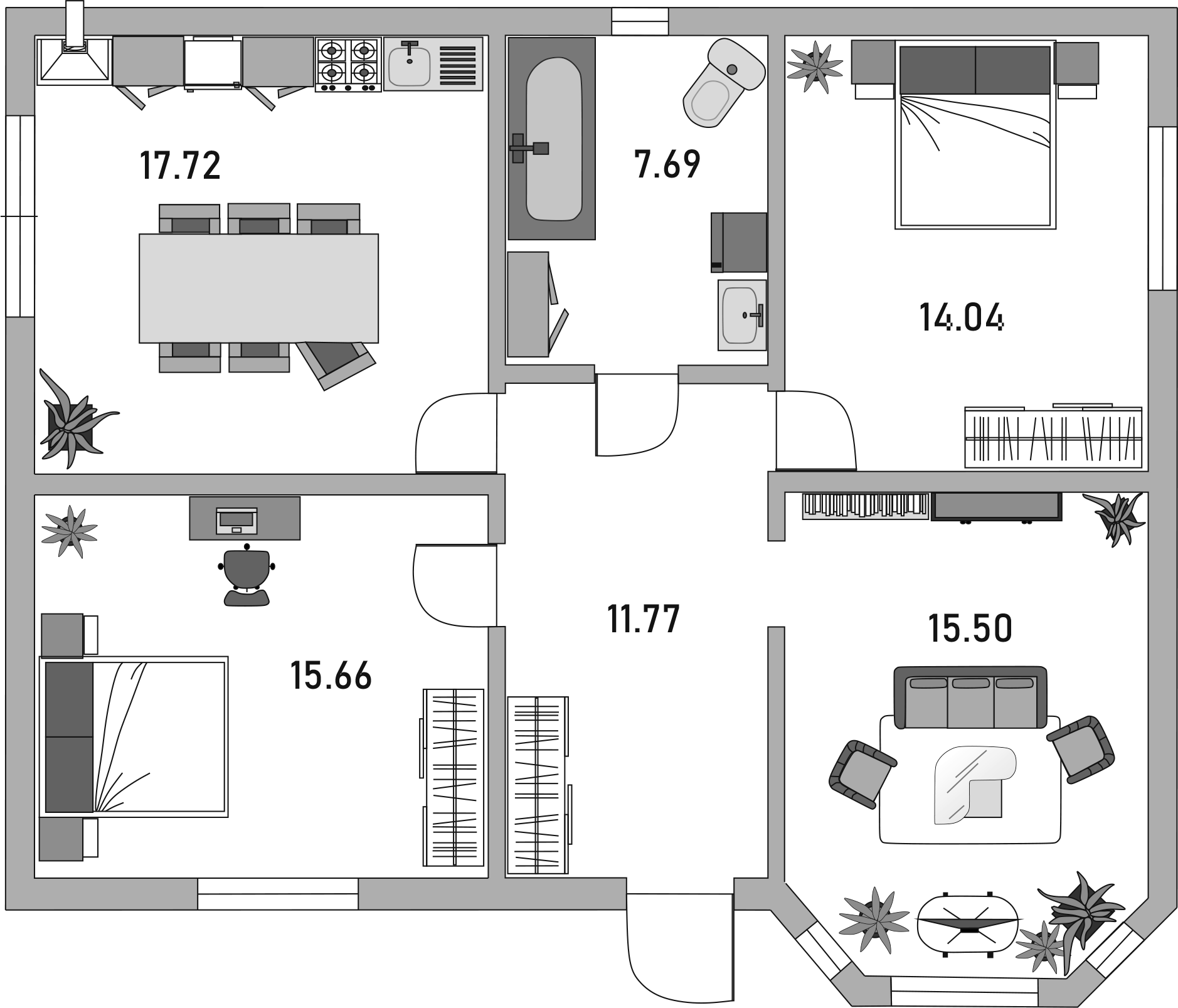 Продается 1-комн. квартира, 137 м²