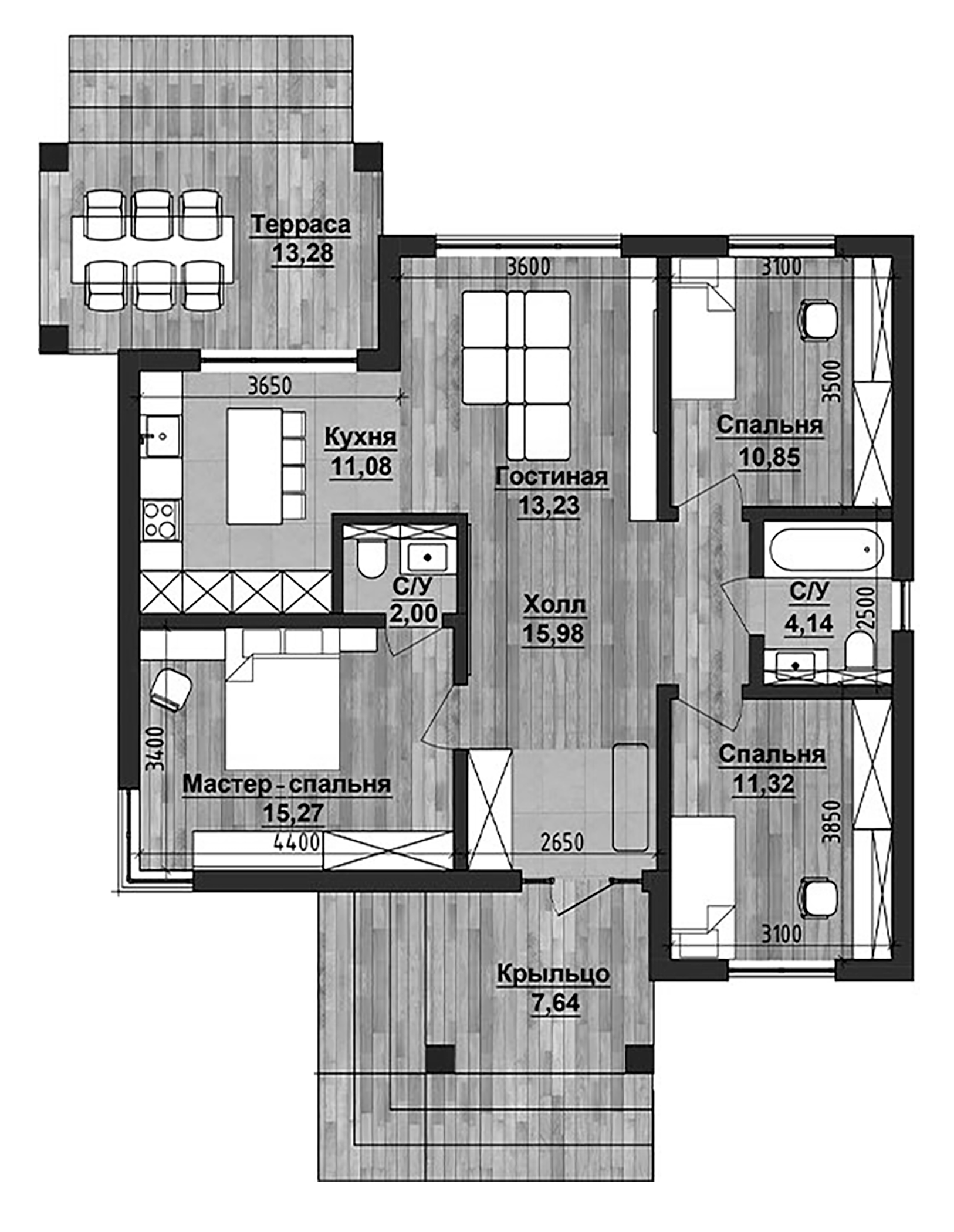 Планировка 94.05 м²