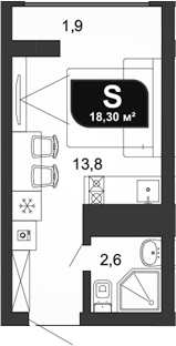 Студия · 16.4 м²