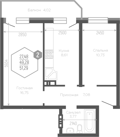 Планировка 47.78 м²