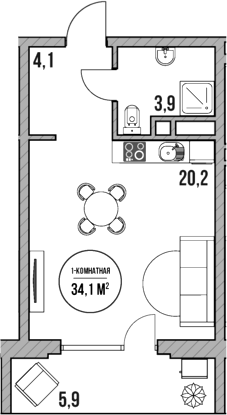 Планировка 28.2 м²