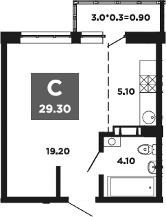 Планировка 28.3 м²