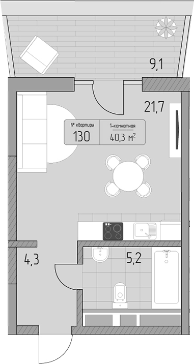 Студия · 31.2 м²