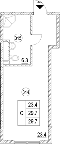 Планировка 29.7 м²
