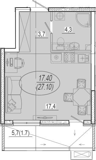 Планировка 25.4 м²