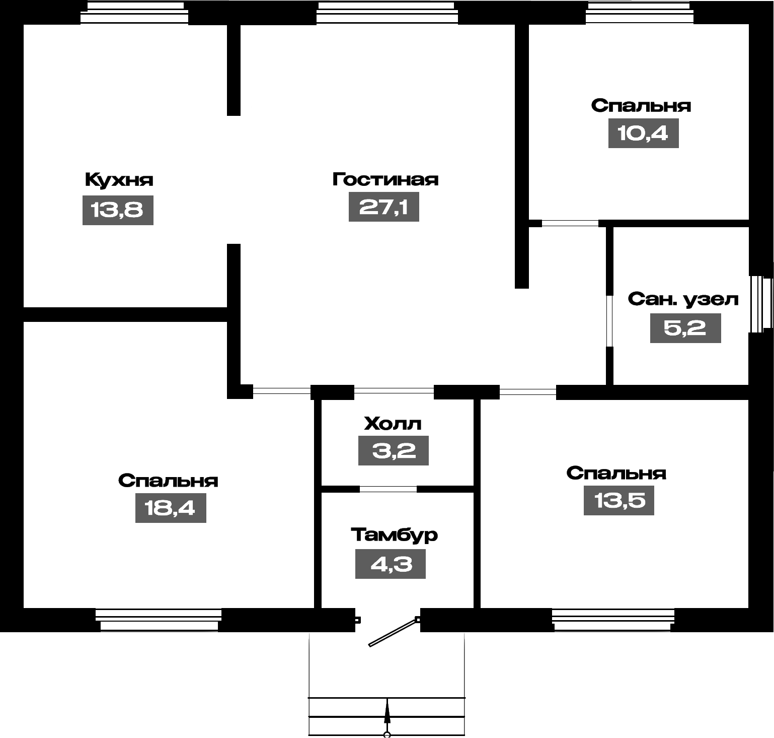 Планировка 95.9 м²