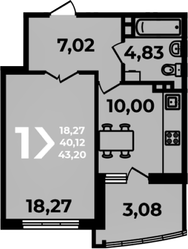 Планировка 40.12 м²