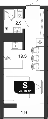 Планировка 22.2 м²
