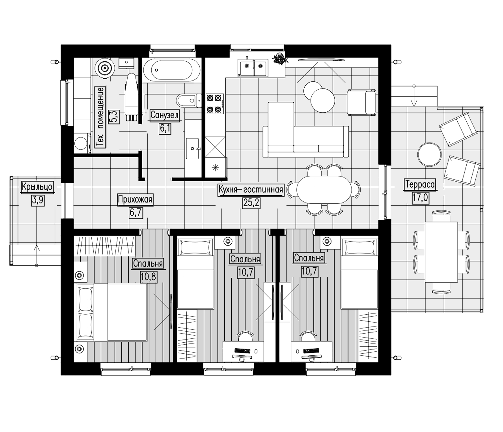 Планировка 92.1 м²